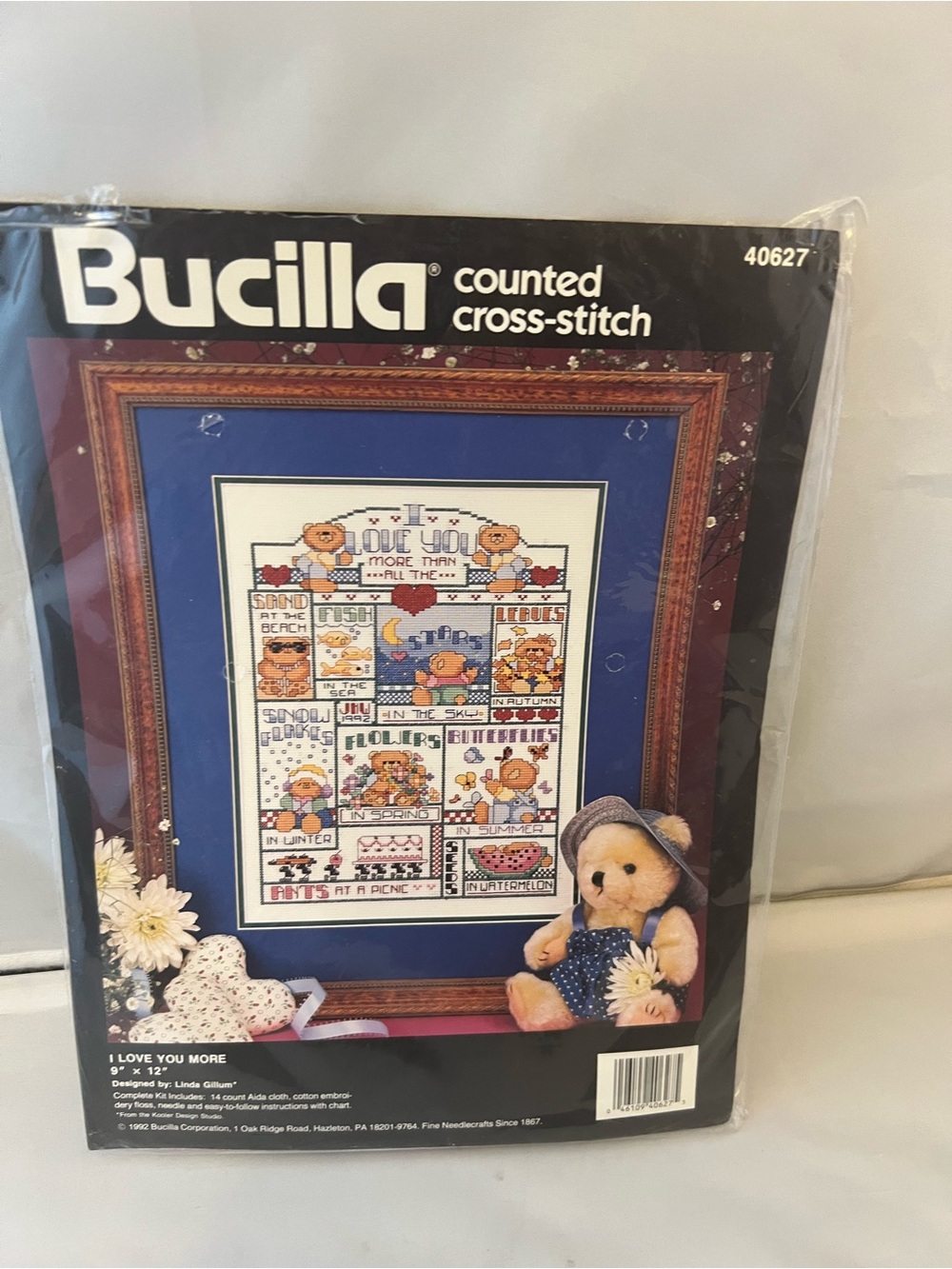 Bucilla Counted Cross-Stitch "I Love You More" Framed Design -